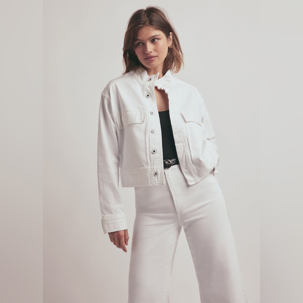 NWT | Favorite Daughter | The Nikki Denim Jacket in White | Sz XS - Picture 1 of 13